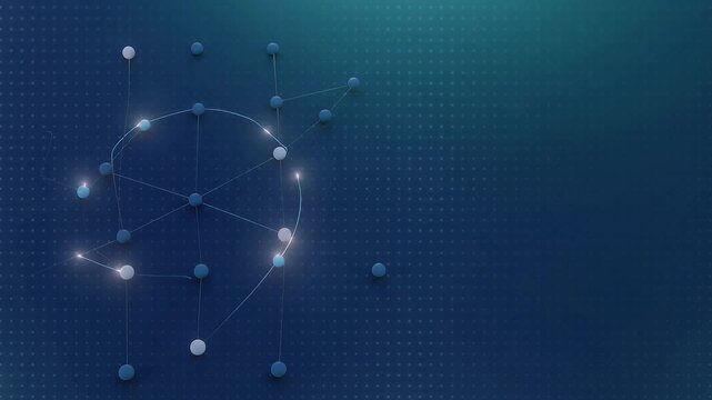 Abstract Global Network Sphere with Connected Nodes on Blue Technology Background Motion Video
