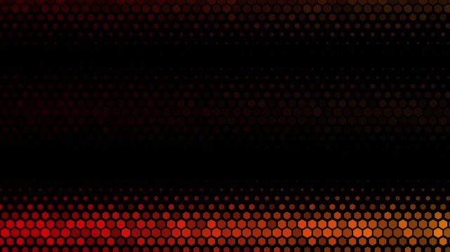 Hexagonal pattern digital grid abstract background geometric motion tech light effect red orange gradient suitable for technology presentations, gaming backgrounds, digital displays