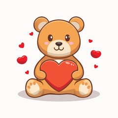 Obraz premium Teddy bear hugging heart