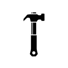 Black hammer icon isolated on white background. Tool for construction and repair.