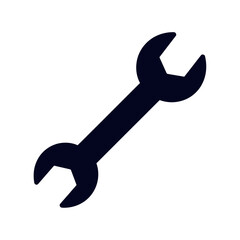 Dark blue wrench icon on white background