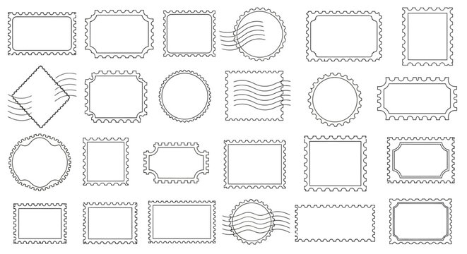 Decorative stamp frames, postage borders set