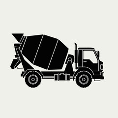 Fototapeta premium Concrete Mixer Truck Silhouette Icon Vector