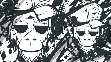 Urban Streetwear Monkey Graffiti Art Vector Illustration © Nj Art