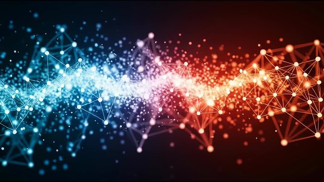 Abstract digital network connections with glowing dots and lines