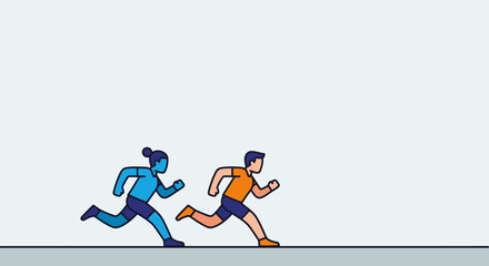 Fototapeta premium Dynamic Illustration of Two People Running with Energy and Movement