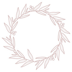 Wreath logo frame png clipart, pink aesthetic design in transparent background