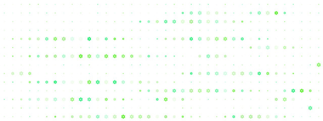 Abstract green and white geometric pattern background with small star shapes and dots in a grid layout for modern digital design and technology concepts