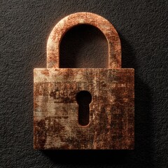 Vintage Rusty Padlock on Black Background - Secure and Timeless Design
