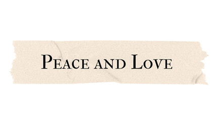 Fototapeta premium Peace and love png word, torn paper digital sticker in transparent background