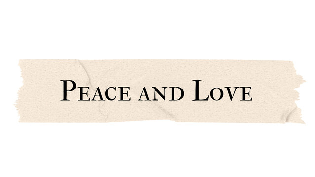Peace and love png word, torn paper digital sticker in transparent background