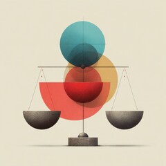 Abstract Equilibrium: Balance Scales with Geometric Circle Background