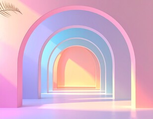 Fototapeta premium soft gradient arch shapes, pastel colors, clean studio light 