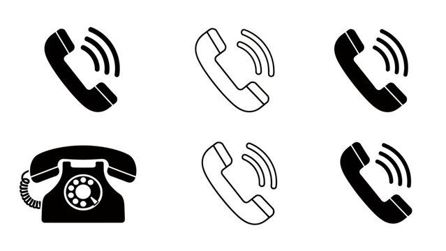 Set of Vintage and Modern Phone Icons for Communication Design.