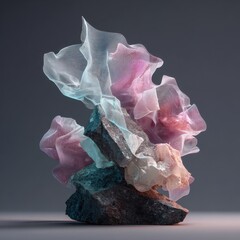 Ethereal Rock Formation: Abstract Art and Nature Fusion, dreamy and modern