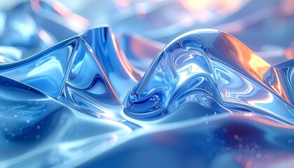 render &mdash; liquid glass sheet folded like origami, caustics, 