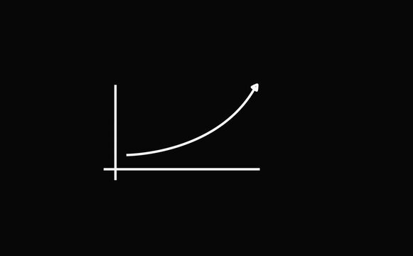 White line graph with arrow on black background growth chart template business finance data analysis statistics.