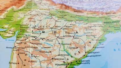 Obraz premium view of India, officially the Republic of India, is a country in South Asia on a geographical map of ASIA