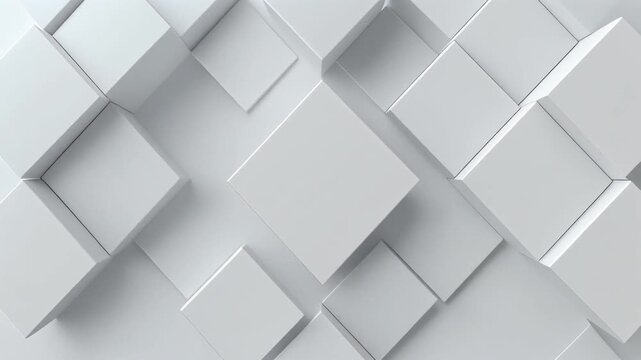 Futuristic White Geometric Structure Animation for Corporate Presentation and Website Background High Quality Seamless Loop