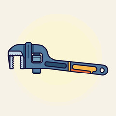 Naklejka premium Adjustable pipe wrench tool icon, graphic illustration