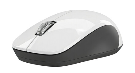 White and Dark Gray Computer Mouse with Silver Scroll Wheel