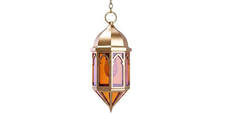 Ornate Golden Lantern with Amber Glass