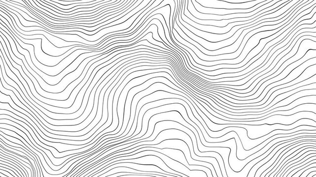 Topographic lines on white background wavy contour map wavy lines
