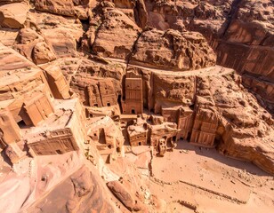 Ancient rock-cut architecture carved into canyon walls