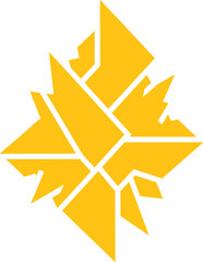 Obraz premium Yellow geometric starburst with jagged edges on white background abstract