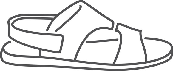 Fototapeta premium Male sandal shoe line icon. Casual outdoor footwear