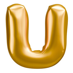 Deflated Gold Foil Balloon Letter U on Isolated Background © miber duwur