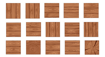 A collection of wooden squares with different grain patterns on a