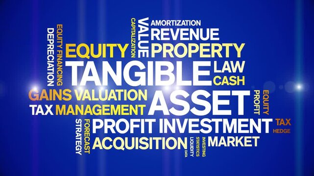 Tangible Asset animated word cloud-text design animation tag kinetic typography seamless loop.