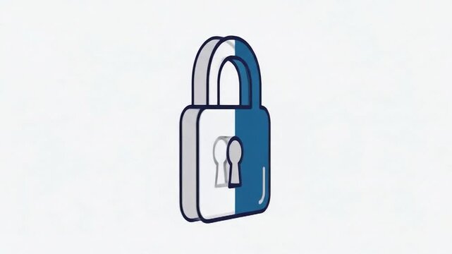 Digital Security Lock Icon Animation with Blue and White Halves.