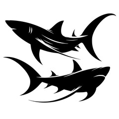 Silhouette of two sharks