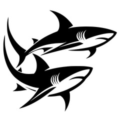 Silhouette of two sharks