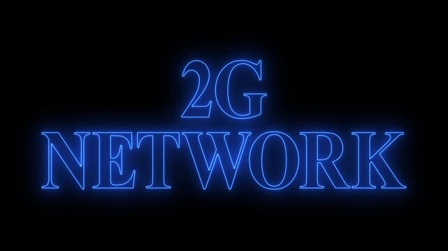 2g network animation with neon cityscape and high-tech connectivity, 2G smart technology cellular network animation.