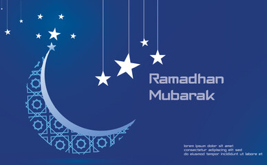 Ramadan Mubarak Background with Crescent Moon and Elegant Islamic Design