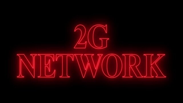 2g network animation with neon cityscape and high-tech connectivity, 2G smart technology cellular network animation.