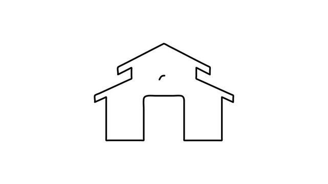 Animated video drawing of a single icon of a veterinary clinic building with claw marks, animal health care concept.