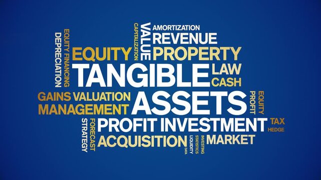 Tangible Assets animated word cloud-text design animation tag kinetic typography seamless loop.