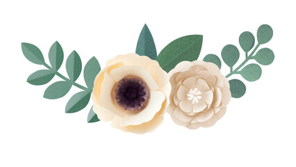 Papercraft flower sticker with a white border design element © Rawpixel.com