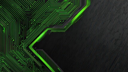 Green Circuit Board Design on Dark Textured Background High Tech Abstract Pattern Technological Backdrop Modern Electronic Illustration Futuristic Network Artificial Intelligence