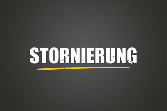 Stornierung (cancellation) - A blackboard with white text.