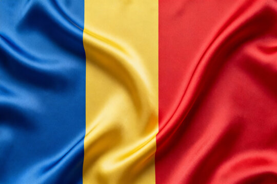 Romanian flag with blue yellow red