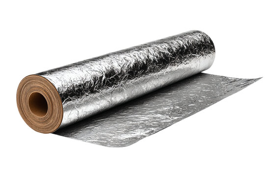 Roll of Aluminum Foil on White Background