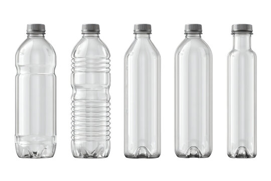 Set of Empty Plastic Bottles on White Background