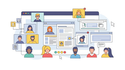 Fototapeta premium A visual representation of online communication, social networking, and digital collaboration among diverse individuals.