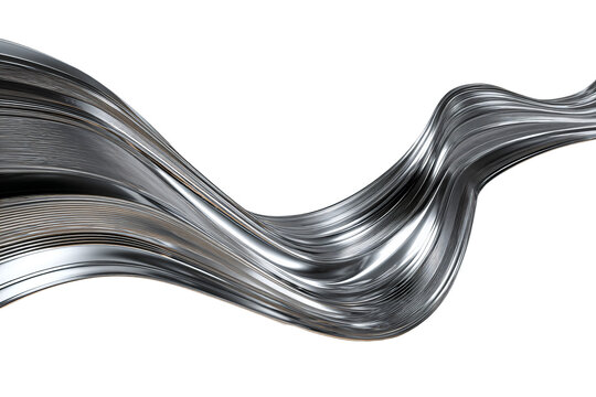 Abstract Metallic Wave on White Background