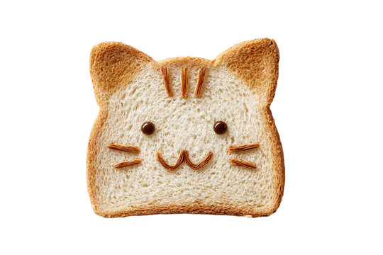 Cat Shaped Toast with Cute Face